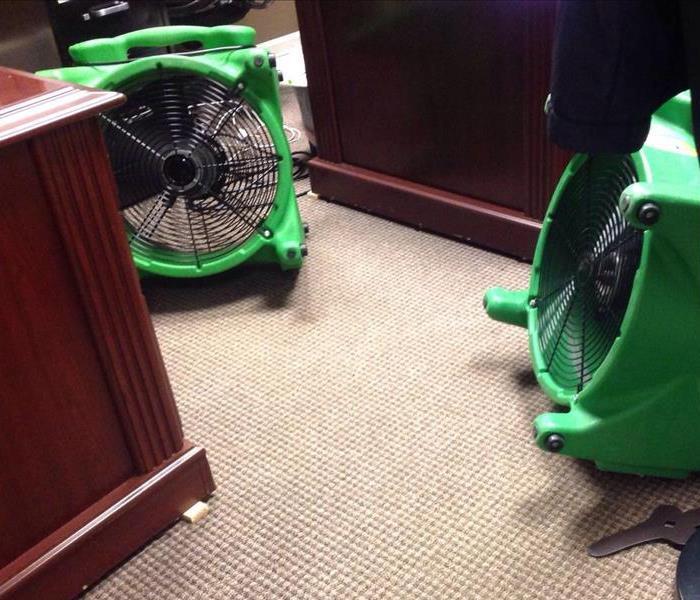 SERVPRO drying equipment in office